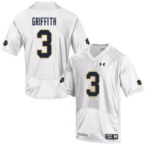Notre Dame Fighting Irish Men's Houston Griffith #3 White Under Armour Authentic Stitched College NCAA Football Jersey PNJ0599EI